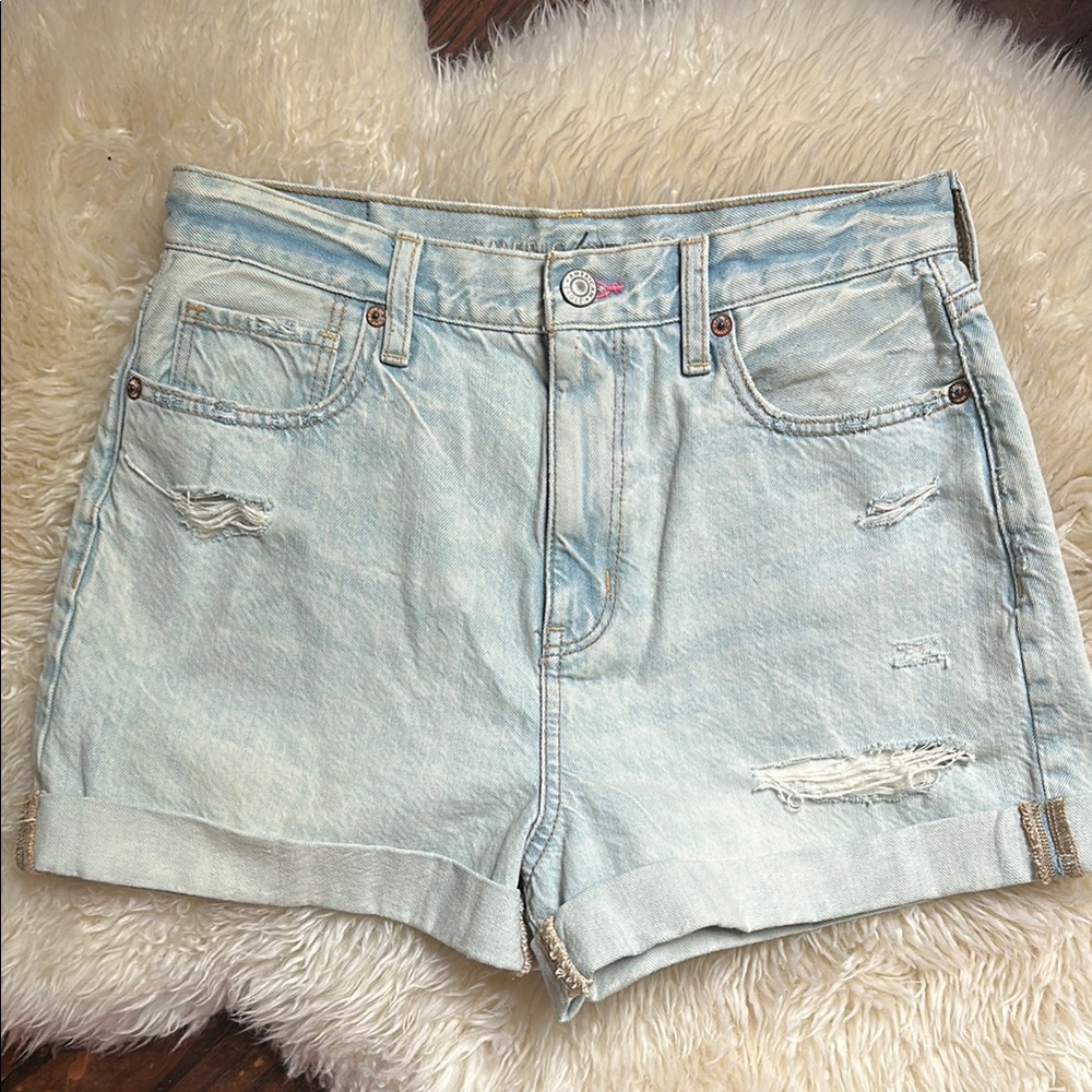 American Eagle Outfitters Light Wash Distressed Denim Shorts
